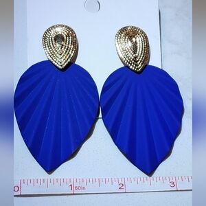 Royal blue leaf drop earrings